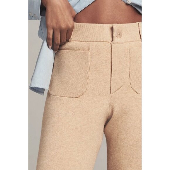The Colette Sweater Knit Crop Wide-Leg Pants by Maeve Light Beige L - Picture 2 of 4